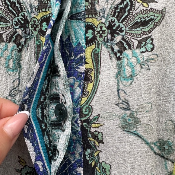 Etro Silk Dress,abstract print,short sleeve,half button,back zip,midi - Picture 5 of 14